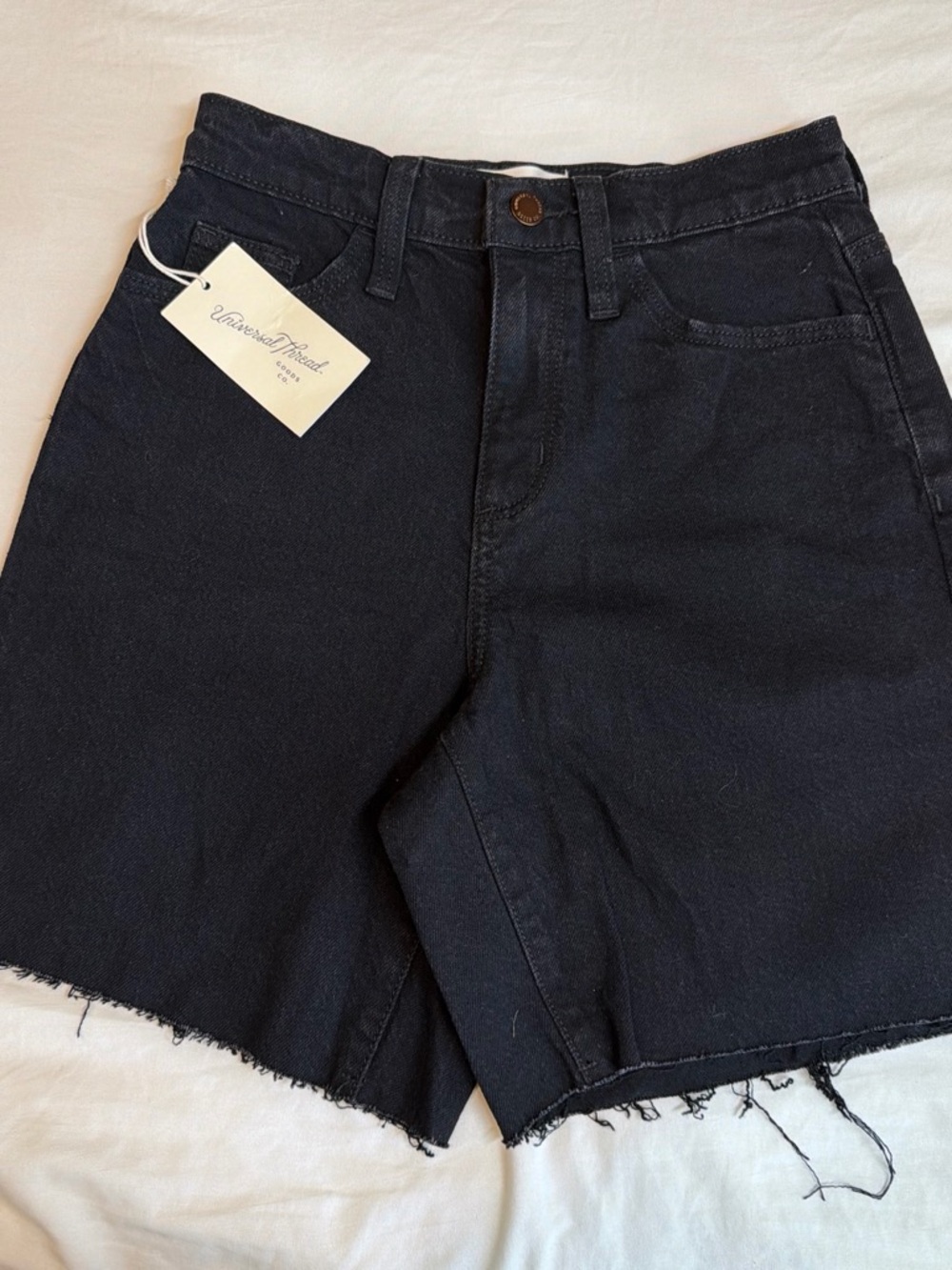 Universal Thread Black High-Rise Frayed Hem Jean Shorts